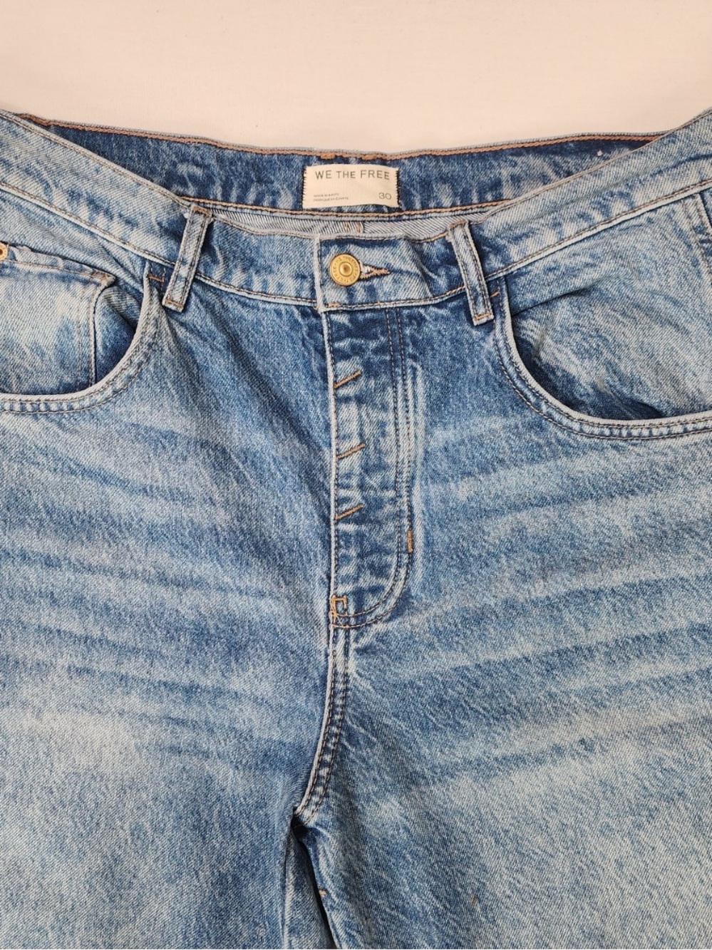 Free People We The Free Good Luck Barrel Jeans Blue High Rise Size 30 (34x26) - Picture 3 of 5